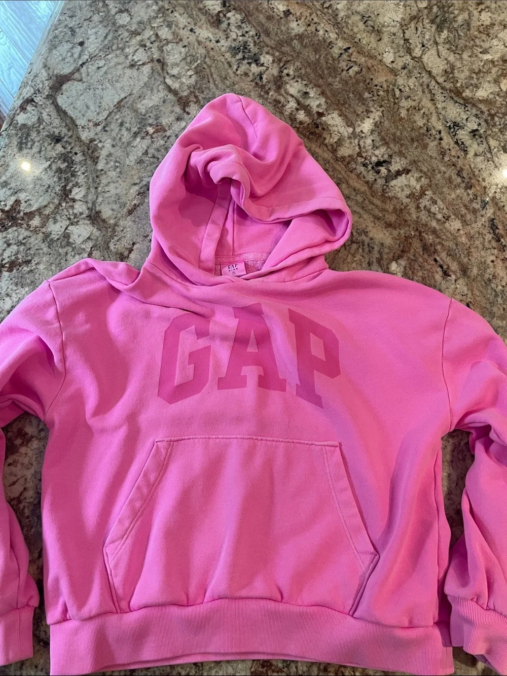 GAP kids Hot Pink Distressed Pullover Hoodie